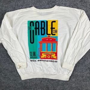 Crazy Shirts Sweatshirt Mens M White Cable Car San Francisco Graphic Pullover